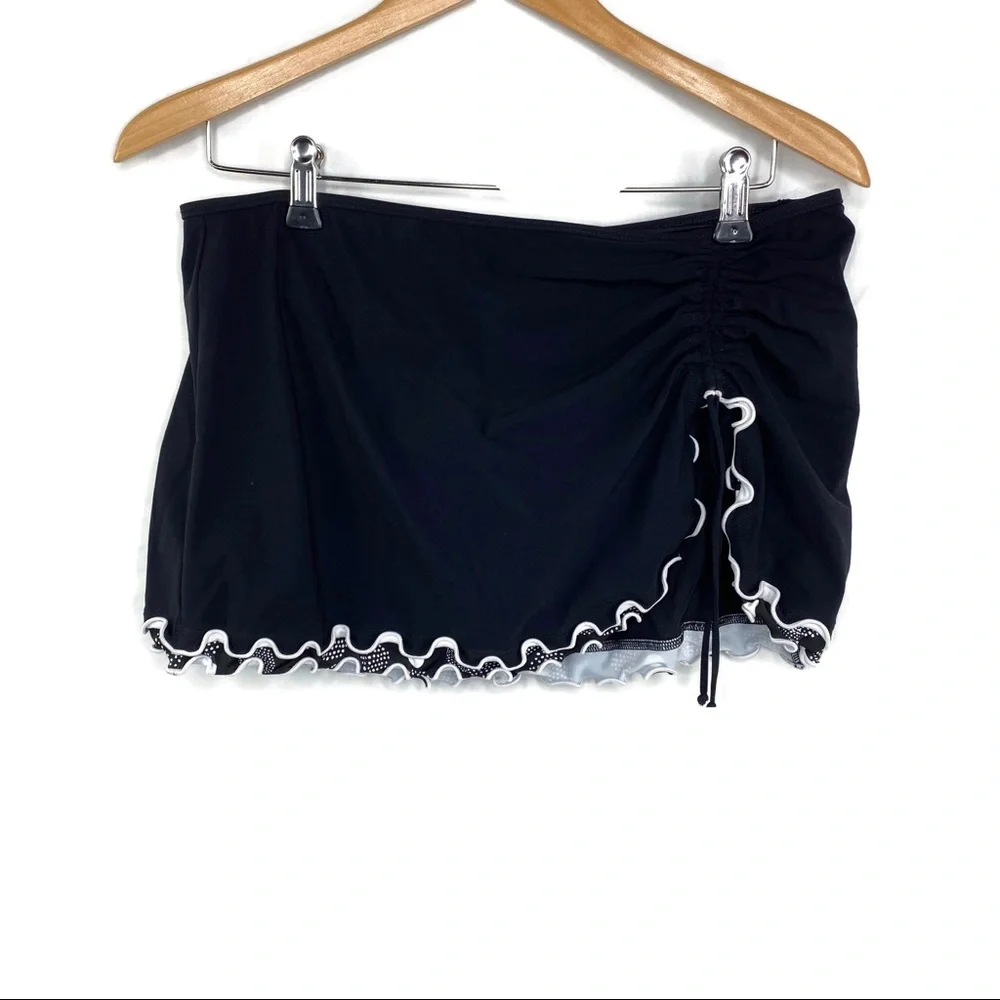 Profile Gottex Black Gin Fiz Skirted Ruffled Swim Bottom Size 12